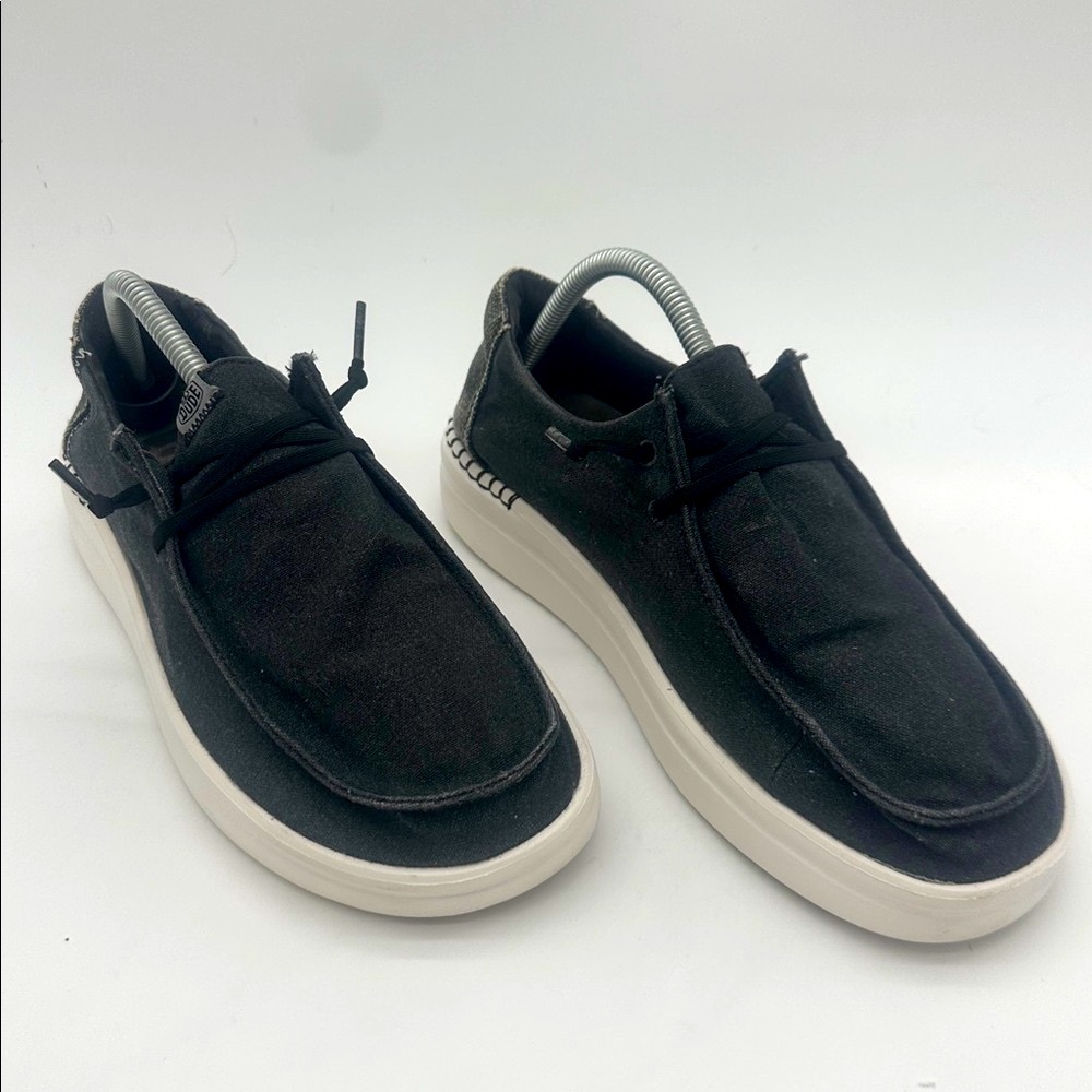 Hey Dude Wendy Off Black Chambray Denim Women's Shoes - US 10 - Picture 6 of 13